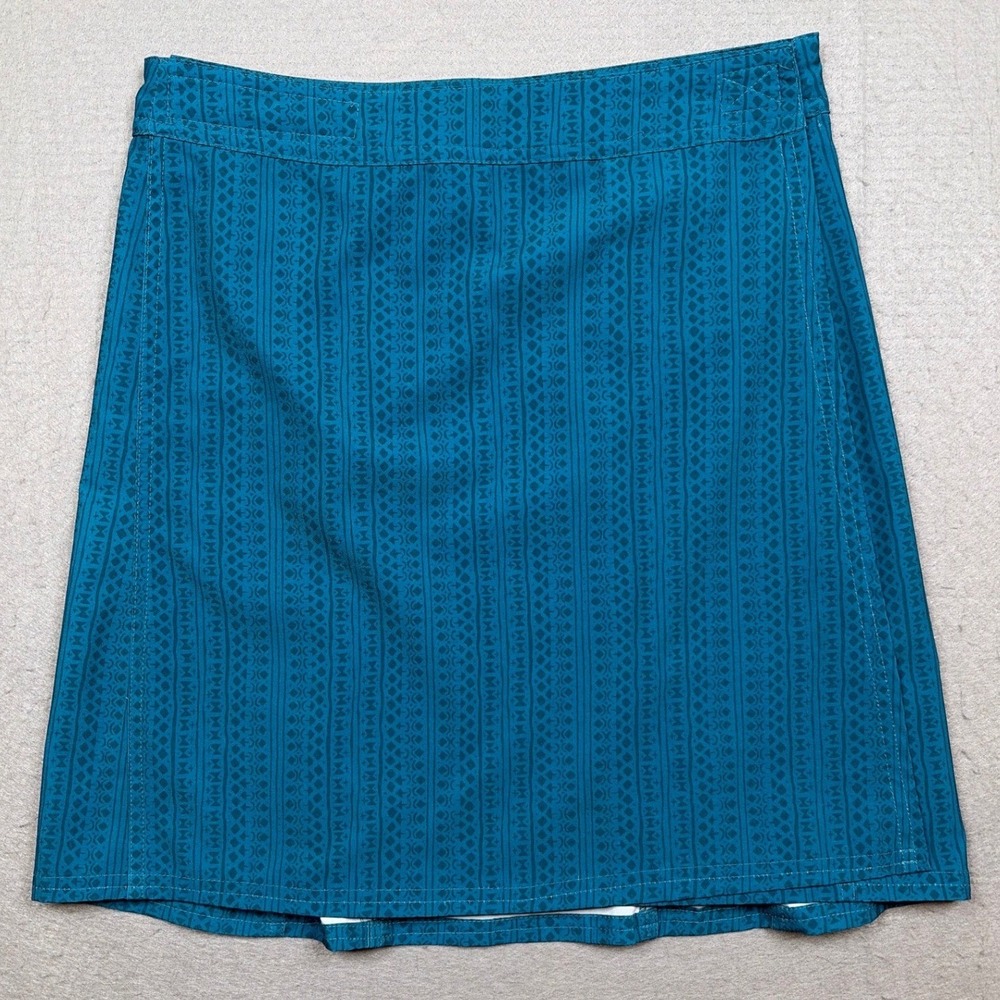 RipSkirt Hawaii Paia Maui Teal Blue Geometric Print Wrap Skirt Small Pocket